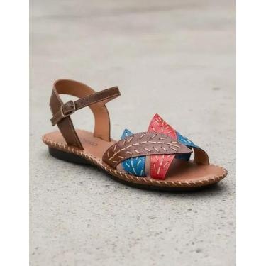Imagem de Sandália Rasteira em Couro Café Folhas - Flor d'couro, 38