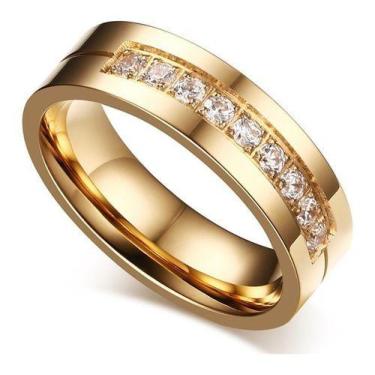 Imagem de Unidade Aliança Anel Titânio  Feminina  Banhado A Ouro18k - Judith Joi