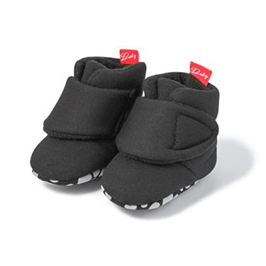 Imagem de Botas para bebês meninos e meninas macias de lã quente de inverno aconchegantes botas de algodão antiderrapantes sapatos de berço, Preto, 12-18 Months Toddler