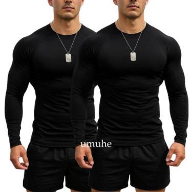 Imagem de Camiseta de Compressão Masculina Manga Longa Térmica UV Academia Rash 