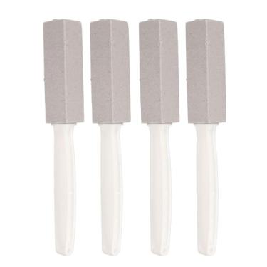 Imagem de Limpador de vaso sanitário de pedra-pomes, alça longa, escova de limpeza de pedra-pomes multiuso para banheiro, pia de cozinha, grelha, 4 peças de pedras-pomes naturais