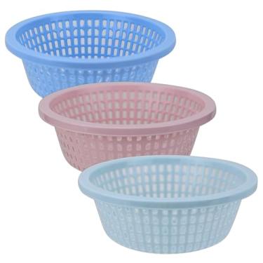 Imagem de EIKS Cesto de plástico pequeno de 21,6 cm para enxaguar, drenar e secar ao ar livre, preparo de refeições de frutas silvestres - pacote com 3