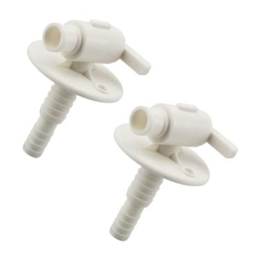 Imagem de UnibLn Pacote com 2 22223 válvula de drenagem RV farpa dupla de plástico durável com flange 3/20.3 cm/1/5.1 cm para Camco - Branco