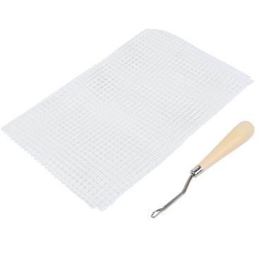 Imagem de Tecido de malha de tecelagem de tapete artesanal DIY, tela de malha de tapete em branco com ganchos para tapete de tapeçaria que faz decorações de artesanato de bordado (50x50cm) (50 * 50cm)