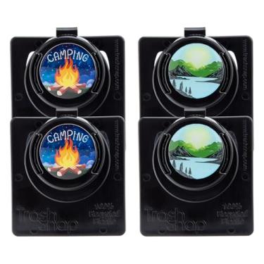 Imagem de Trash Snap Porta-sacos reutilizáveis para lixo e reciclagem | Sistema de clipe adesivo ecológico para carro, trailer, casa, viagem, barco | Plástico reciclado Let's go Camping + Bliss - pacote com 4