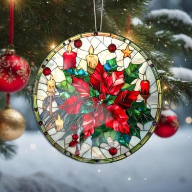 Imagem de Enfeites de flores de Natal para pendurar, decoração de férias, decoração de acrílico, decoração de interiores de carro, enfeite de árvore de Natal, artesanato para pendurar, colecionáveis, para