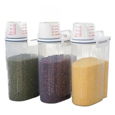 Imagem de Kit 3 Pote Hermético Para Alimentos Arroz Mantimento Sabão Ração Copo Bico Dosador Tampa 2,5 L