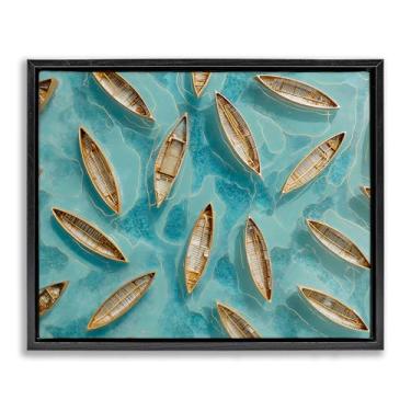 Imagem de Stupell Industries Arte de parede Harmonious Canoas on Water Brown Framed Floater Canvas Design por Franklyn Gregory, 17 x 21