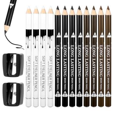 Imagem de LXUEJIE 12 lápis de barbeiro com 2 apontadores, lápis mágicos para linha de cabelo, lápis de barba para barbeiro, giz de barbeiro, guia de modelagem de barba para homens, design de maquiagem (preto