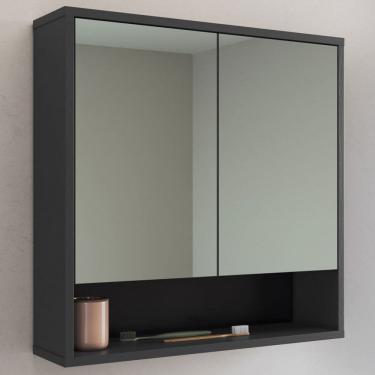Imagem de Armário de Banheiro Bari 2 Portas 60 Cm com Espelho Grafite - Art In Móveis
