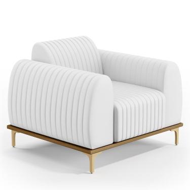 Imagem de Poltrona Pés Metalizado D'Ouro Molino D02 Corano Branco C-12