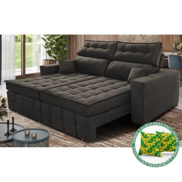 Imagem de Sofá Retrátil E Reclinável 1,80m Molas Ensacadas E Costura Tripla Cama Inbox Japão Velusoft Café