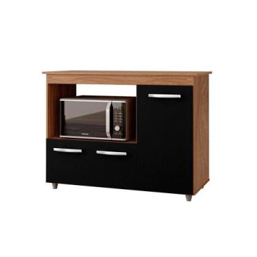 Imagem de Balcão Multiuso Para Cozinha Micro-ondas 3 Portas Lina Savana / Preto 