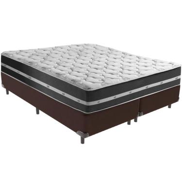 Imagem de Cama Box Marrom E Colchão Classic Preto Molas Ensacadas Queen Anjos