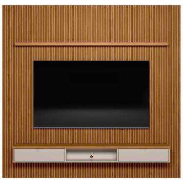 Imagem de Painel Ripado Para 75 Pol. Com Bancada 258cm Plus L06 Nature-off White - Mpozenato