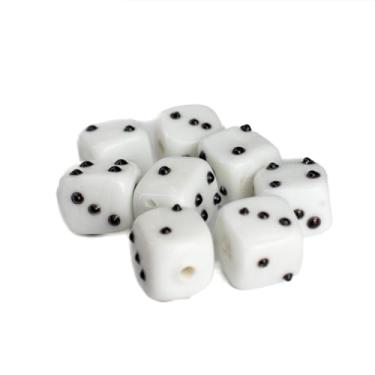 Imagem de Kit c/ 8 Firmas Dados 13 mm Branco e Preto Murano Guias