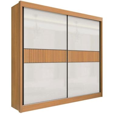 Imagem de Guarda Roupa Cancun Ripado Cinamomo Off White 2 Portas 6 Gavetas D?doro