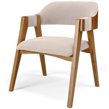 Imagem de Cadeira Para Sala De Jantar E Estar Living Estofada Suran L02 Suede Bege - Lyam