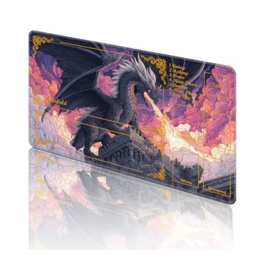 Imagem de TOEMZTFT Tapete de brinquedo para MTG, com bolsas de armazenamento grátis, tapete de jogo 61 x 35,5 cm, TCG e tapete de jogo de tabuleiro para cartas, tapete de mesa de mousepad, Dragon Castle