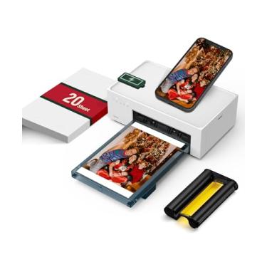 Imagem de Liene Impressora fotográfica branca M200 10 x 15 cm, impressora fotográfica sem fio para iPhone Android, impressão por sublimação de tinta, foto colorida, 20 folhas, impressora de