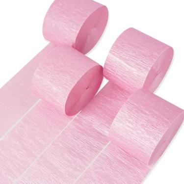 Imagem de PartyWoo Serpentinas De Papel Crepom, 4 Rolos, 99 M, Pacote Com Decorações Rosa-Pérola, Para Decoração Festas Aniversário E Casamento (4,5 Cm X 24 M/Rolo)