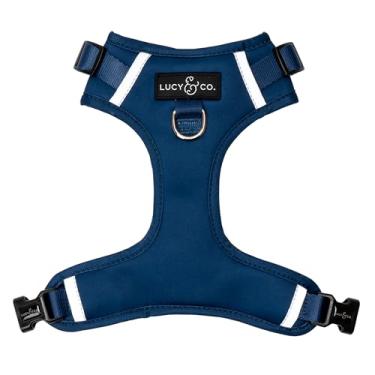 Imagem de Lucy & Co. The Bolt of Lightning Peitoral para cães – Colete para parar de puxar e andar fácil – Produto de treinamento de coleira confortável com alças ajustáveis no peito e pescoço – Azul marinho