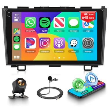 Imagem de Orderich Rádio veicular Android 4G + 64G para Honda CRV 2007-2011 com carro sem fio CarPlay Android Auto, tela sensível ao toque embutida de 9 polegadas, conexão com espelho estéreo para carro