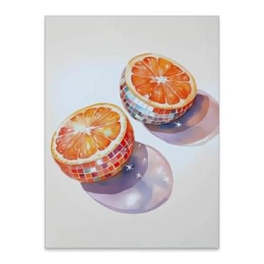 Imagem de Haitunone Arte de parede de laranjas arte de parede vintage frutas pôster maximalista impressão em tela moderna bar carrinho decoração de parede para sala de jantar cozinha 20 x 25 cm sem moldura