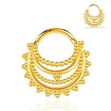 Imagem de Maxbott Anel de septo 16G 8 mm Anel de segmento articulado Argola Daith Rook Conch Helix Tragus Anéis de nariz Aço Cirúrgico Septo Clickers Ear Piercings Joias, 8mm, Aço inoxidável, aço inoxidável