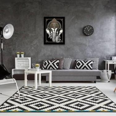 Imagem de Quadro Decorativo Elefante Ganesha 34X23Cm - Moldura Branca - Quadros 