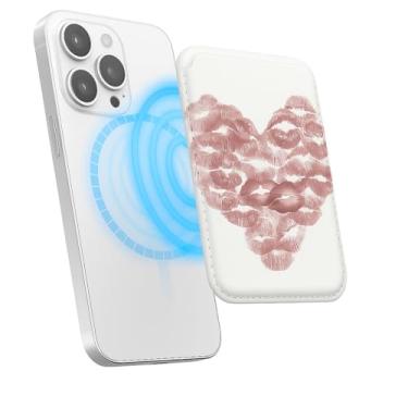 Imagem de Suporte magnético para iPhone, carteira fina de couro PU, capa para cartão, capa traseira para cartão, acessório de telefone fofo