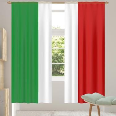 Imagem de 2 conjuntos de painéis cortinas transparentes com design de bandeira italiana, cortinas transparentes arejadas com filtro leve, painéis de cortina de porta e janela para sala de estar, quarto, jantar