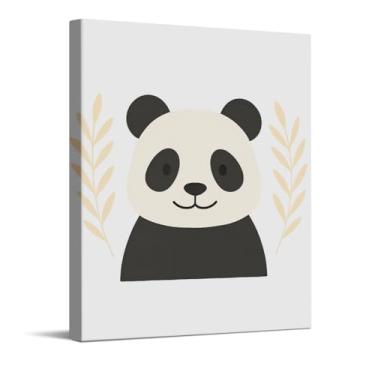 Imagem de Impressão artística de ilustração de panda fofo, arte de parede em tela de berçário de safári, decoração de parede de animal bebê para quarto de bebê, presentes para meninos e meninas, pôster