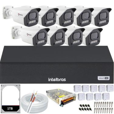Imagem de Kit 9 Câmeras Full Color C/Áudio Dvr Intelbras 16ch 1TB
