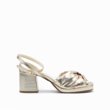 Imagem de Sandália Salto Bloco Festa - DI VALENTINI, Ouro, 36