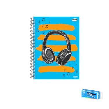 Imagem de Kit Caderno Masculino 10 Matérias Capa Dura 200 Folhas + Grampeador Alicate S-150 Para 25 Folhas