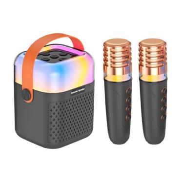 Imagem de Máquina de Karaokê Portátil Mini | Alto-Falante Sem Fio Para Canto Com 2 Microfones,Brinquedo Karaokê - Para Jardim Quintal Festas Ao Ar Livre Reuniões Casa Performance Escritório