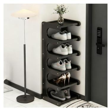 Imagem de SPXMQSS Sapateira de bambu, prateleira de sapateira de 4/5/6 níveis livre, armazenamento de armário de sapatos para entrada, prateleira de exibição multifuncional economia de espaço, para entrada