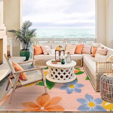 Imagem de Tapete para ambientes externos, 12 x 17 cm, canudo de plástico impermeável, impermeável, tropical, hidrofóbico, não mofado, para deck, anticongelante, resistente a rasgos, tapete têxtil para jardim e