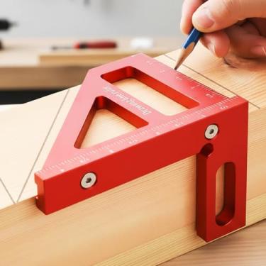 Imagem de Régua de medição multiângulo, régua de desenho de carpinteiro de precisão de 45/90 graus, régua triangular de layout métrico para medir marcação, alinhamento de corte e profissionais de construção
