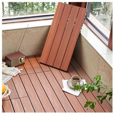 Imagem de SPXMQSS Decks compostos, azulejos de piso ao ar livre, azulejos cortáveis internos para jardim piscina varanda varanda pavimento de varanda, montagem sem ferramentas B 18 peças