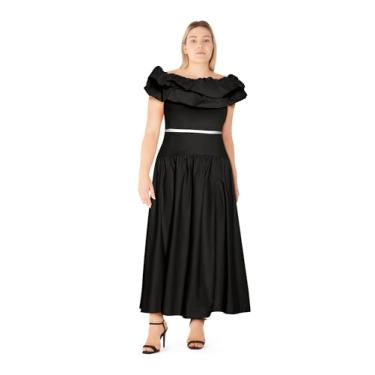 Imagem de City Chic Conjunto de vestido feminino plus size de duas peças - Arielle Elara, Preto, 50