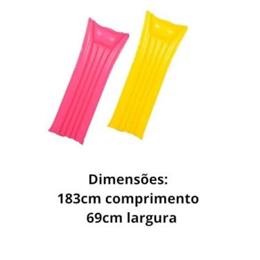 Imagem de Colchão Inflável para Piscina, PVC, Azul, 183cm x 69cm, com Encosto para Cabeça