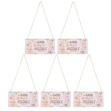 Imagem de Placa de sinalização suspensa de madeira 5 unidades Placa colorida de decoração de parede Decoração de casa multifuncional para sala de estar Loja de quarto Material de madeira