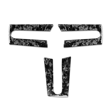 Imagem de Acessórios interiores de carro de fibra de carbono 3 peças/conjunto de adesivos decorativos de capa de volante para Ford Mustang GT S197 2005-2009 (padrão de forjamento)