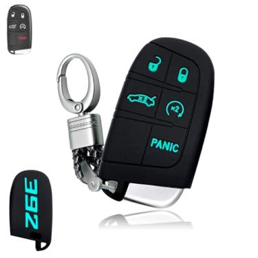 Imagem de x xotic tech Capa de chaveiro 392 compatível com Dodge Charger Challenger SRT Hornet Dart Durango Journey ou Jeep ou Chrysler, capa para chave de controle remoto 3, 4, 5 botões, capa de chave com