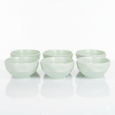 Imagem de Kit 6 Bowl Tigela Porcelana Verde Relevo Orgânico 360ml