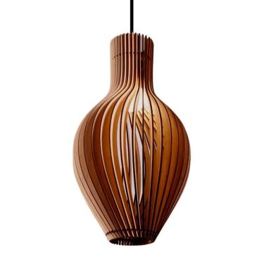 Imagem de Luminária Teto Tipo Pendente Em Mdf Malvinas Completa - Cor:marrom