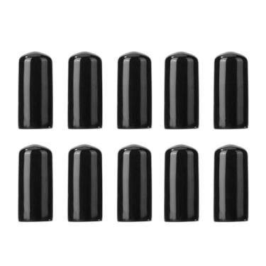 Imagem de Pacote com 10 capas de cabeça de borracha preta para tacos de sinuca e sinuca, estojo durável acessórios de bilhar (13 mm)
