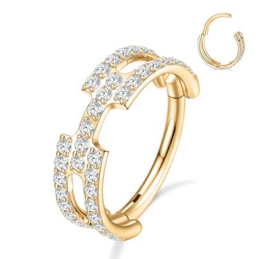 Imagem de GAGABODY Piercing de concha de nariz sem costura, joia de aço cirúrgico, calibre 16, brincos de cartilagem, argolas, argolas articuladas, piercing de hélice, Sem Pedra Preciosa